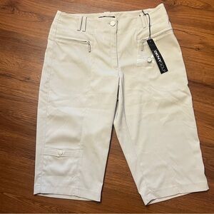 DKNY Women’s Size 2 Golf Shorts Light Beige Tan Polyester Stretch Pockets NWT
